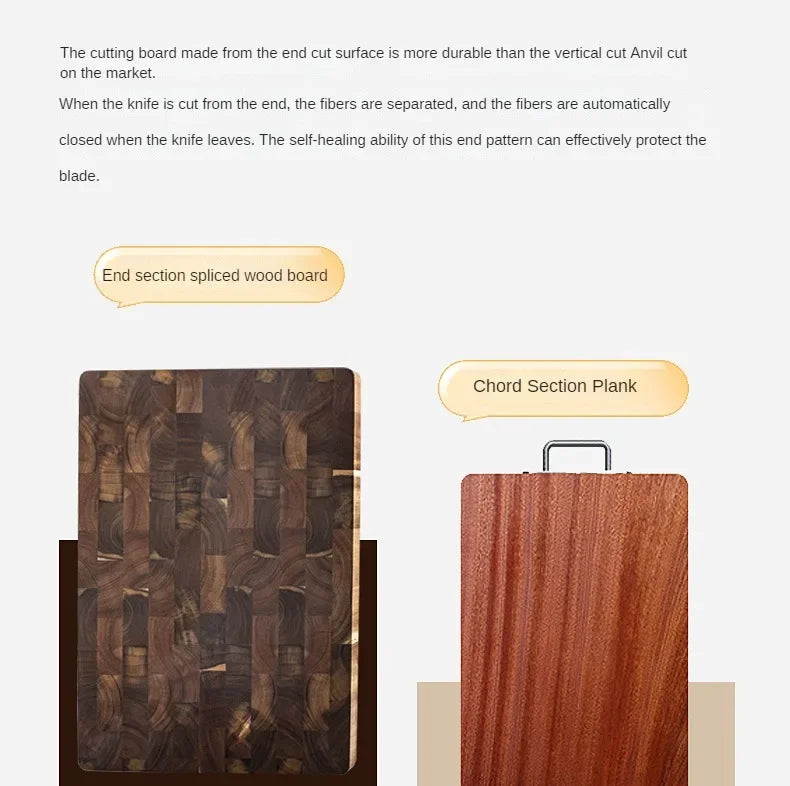 Planche à Découper Acacia Grain de Bout 32 × 22 cm — Double Face Anti-Fissure