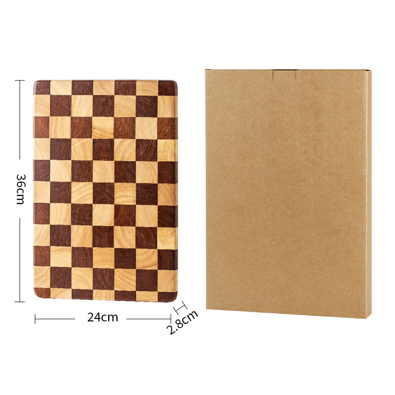 Planche à Découper Bois Motif Damier – 3 Tailles, 2,8 cm