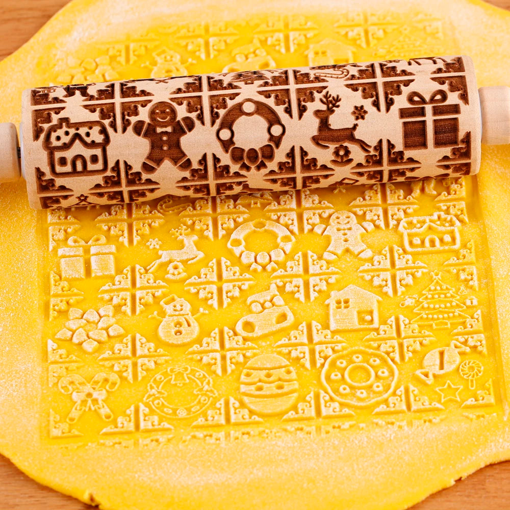 décoration à biscuits avec rouleau en bois