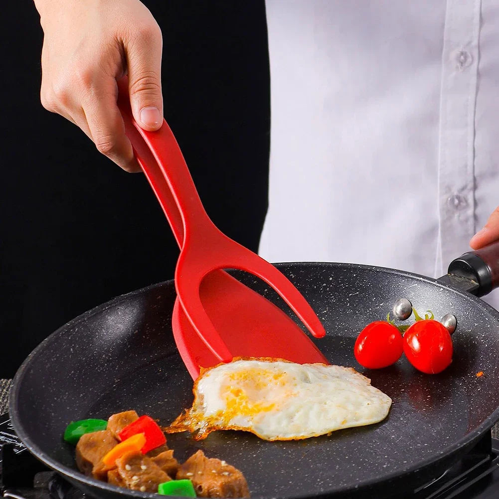 Spatule Silicone 2 en 1 Antidérappante pour œufs et crêpes