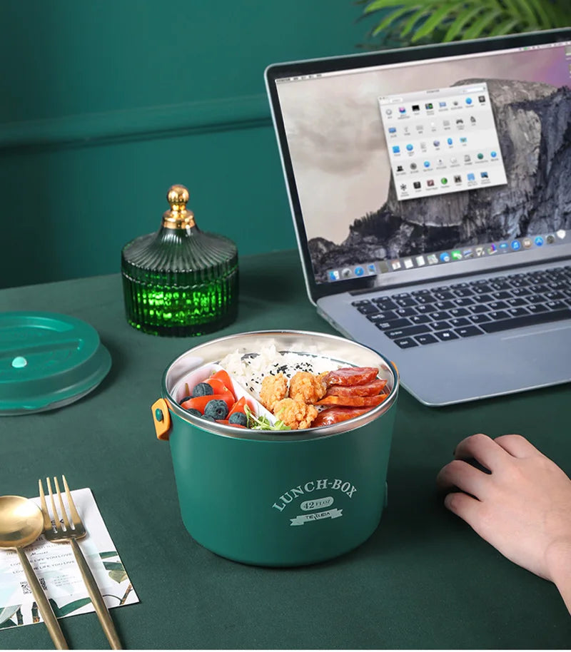 LunchBox Chauffante Électrique Acier Inoxydable 304 — 1,2 L / 48 W / 12 V-220 V