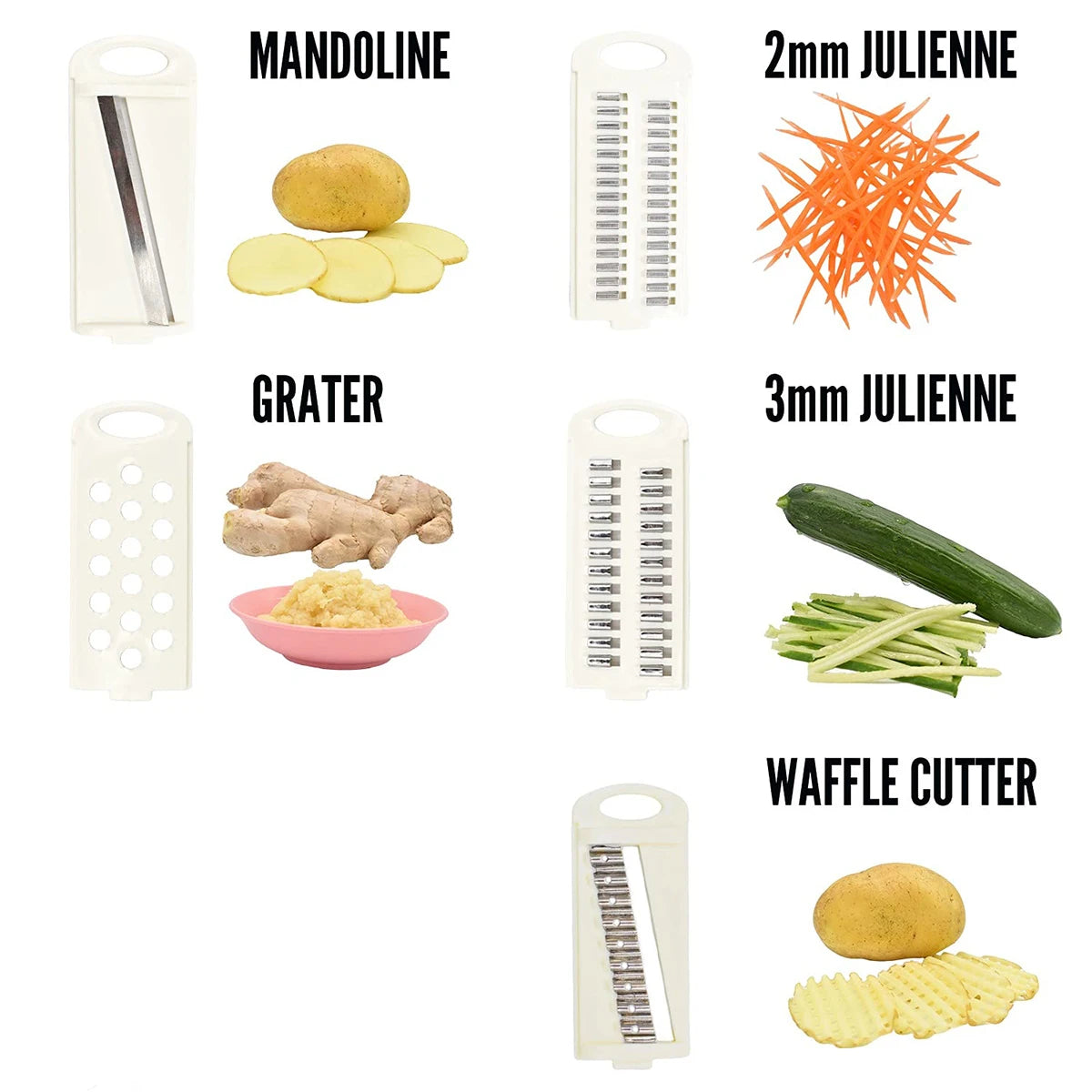 coupes de légumes variées avec mandoline pratique