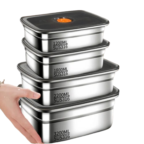 Lunch Box Inox 600 à 3200 ml avec Couvercle Hermétique