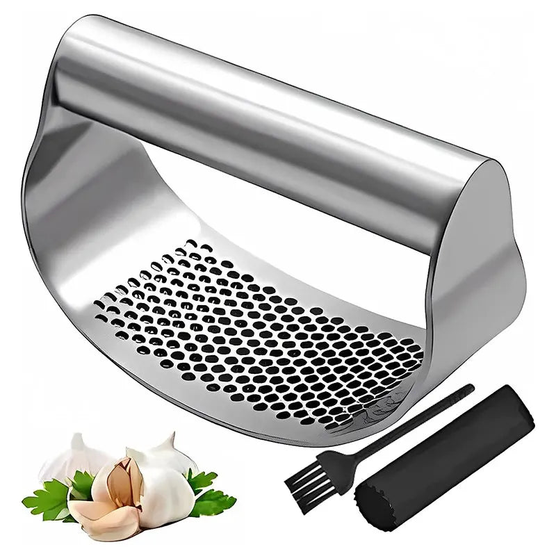 Presse-Ail Inox Manuel avec Éplucheur | Outil de Cuisine Pratique