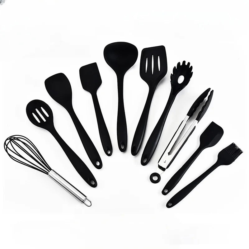 Set de 10 Ustensiles de Cuisine en Silicone Écologique et Résistant à la Chaleur