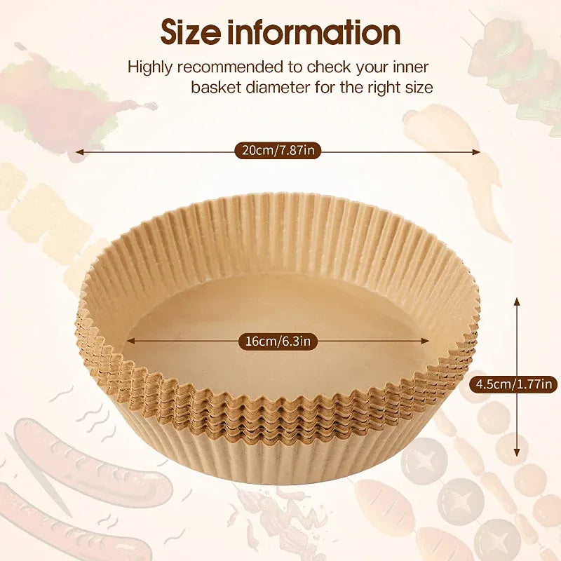 Papier Cuisson Air Fryer Jetable Rond et Carré - Lot de 100 Pièces Air Fryer