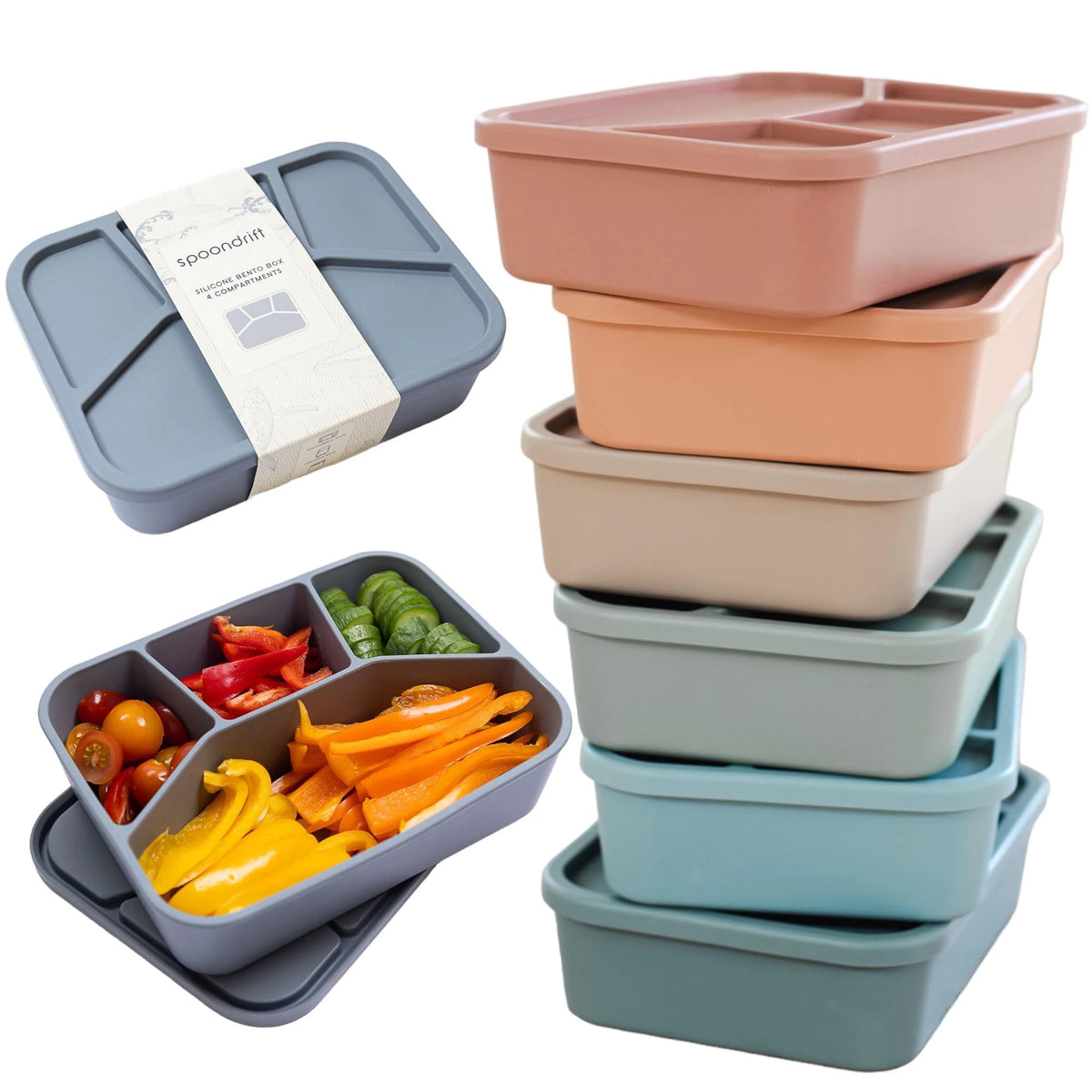 Bento Compartimenté Silicone Écologique | 4 Compartiments 700ml