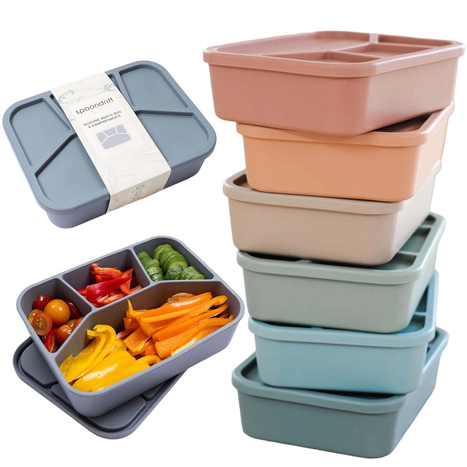 Bento Compartimenté Silicone Écologique | 4 Compartiments 700ml