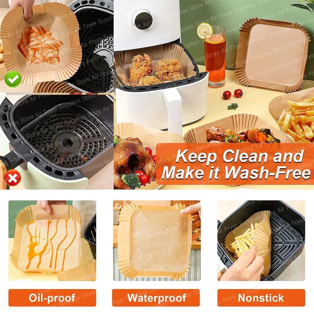 Papier Cuisson Air Fryer Jetable Carré 23 cm Lot de 200 Pièces Air Fryer