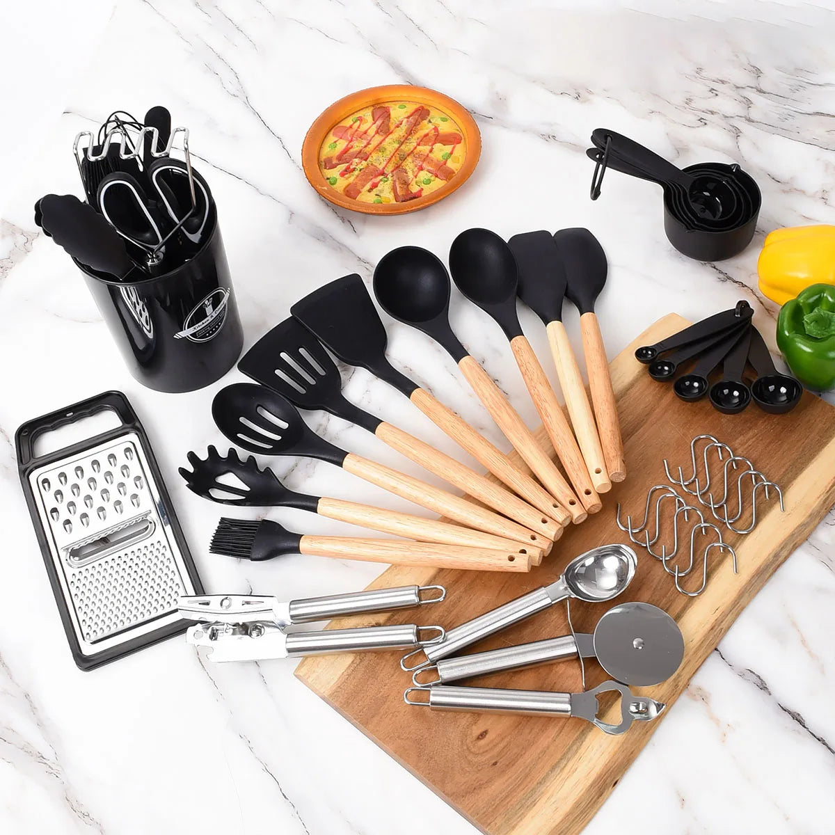 set d'ustensiles de cuisine en silicone non collant