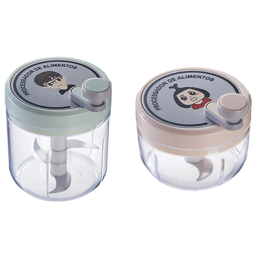 Hachoir à légumes manuel 600ml avec 2 récipients pratiques