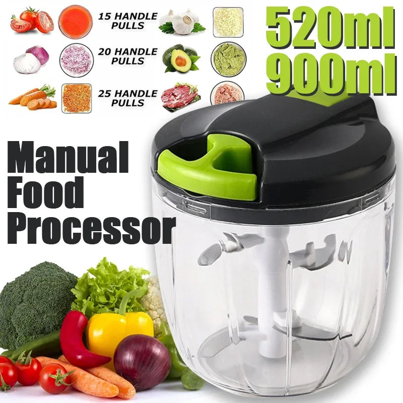 Hachoir Manuel 520ml 900ml | Couper Légumes et Ail Portable