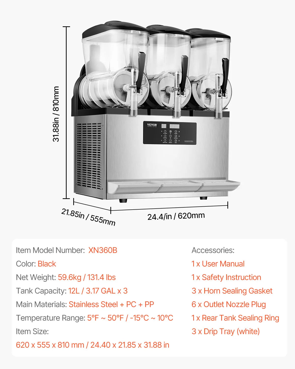 Machine à Granita Professionnelle 3×12 L — Triple Cuve, 144 Boissons