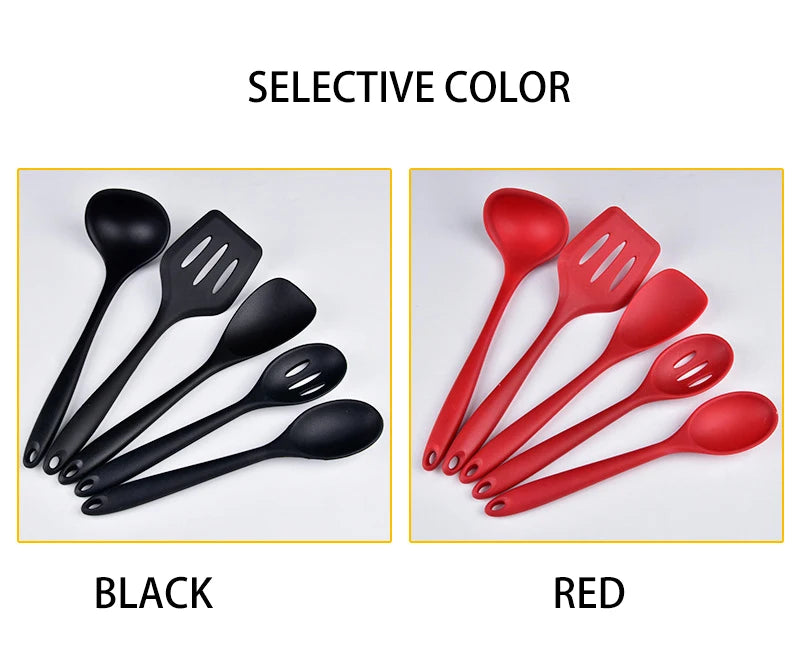 cuisine moderne avec ustensiles en silicone rouge