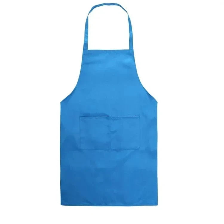 Adjustable Cooking Apron Unisex  Household Solid Color Chef Waiter Barbecue Hairdresser Adult Pocket Apron Kitchen Supplies Tool blue