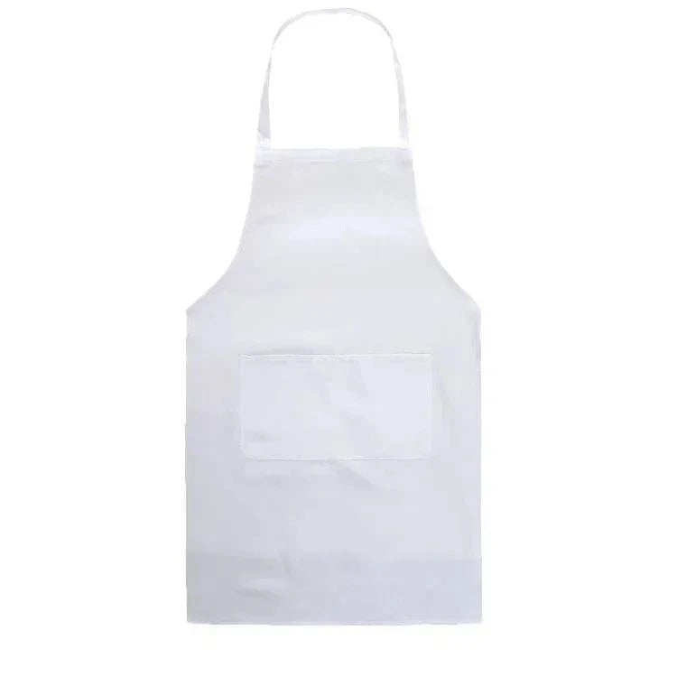 Adjustable Cooking Apron Unisex  Household Solid Color Chef Waiter Barbecue Hairdresser Adult Pocket Apron Kitchen Supplies Tool white