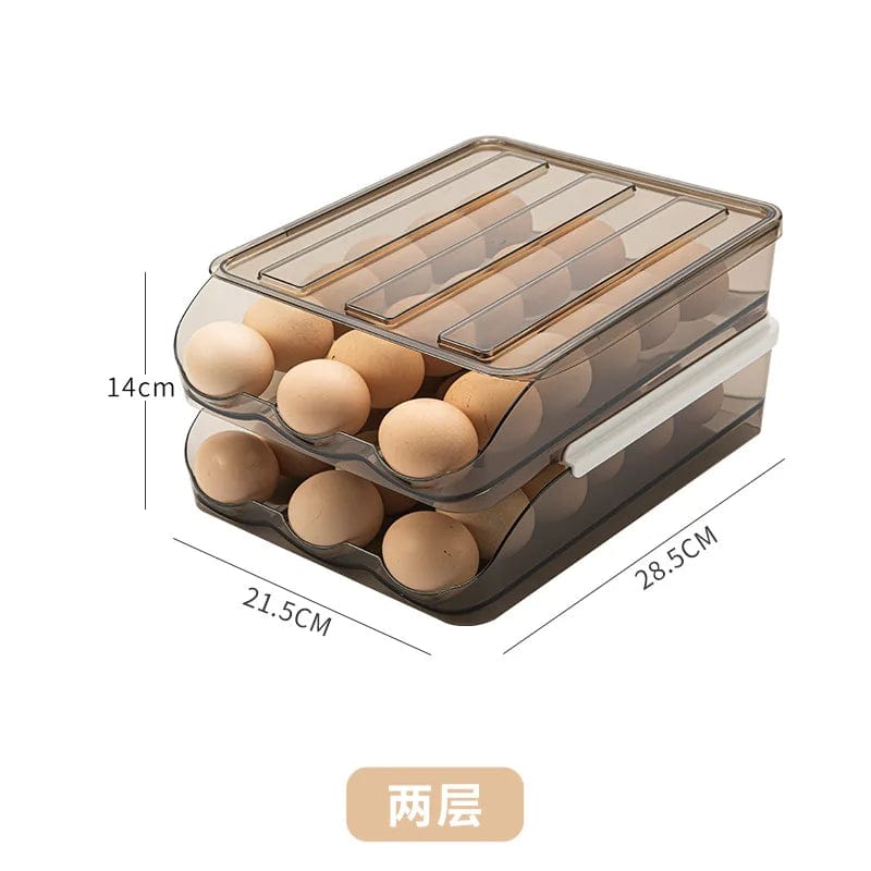 Automatic rolling egg box multi-layer Rack Holder for Fridge fresh-keeping box egg Basket storage containers kitchen organizers 2-layers