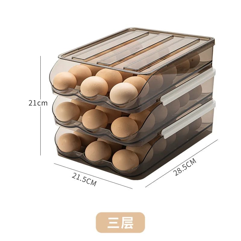 Automatic rolling egg box multi-layer Rack Holder for Fridge fresh-keeping box egg Basket storage containers kitchen organizers 3-layers