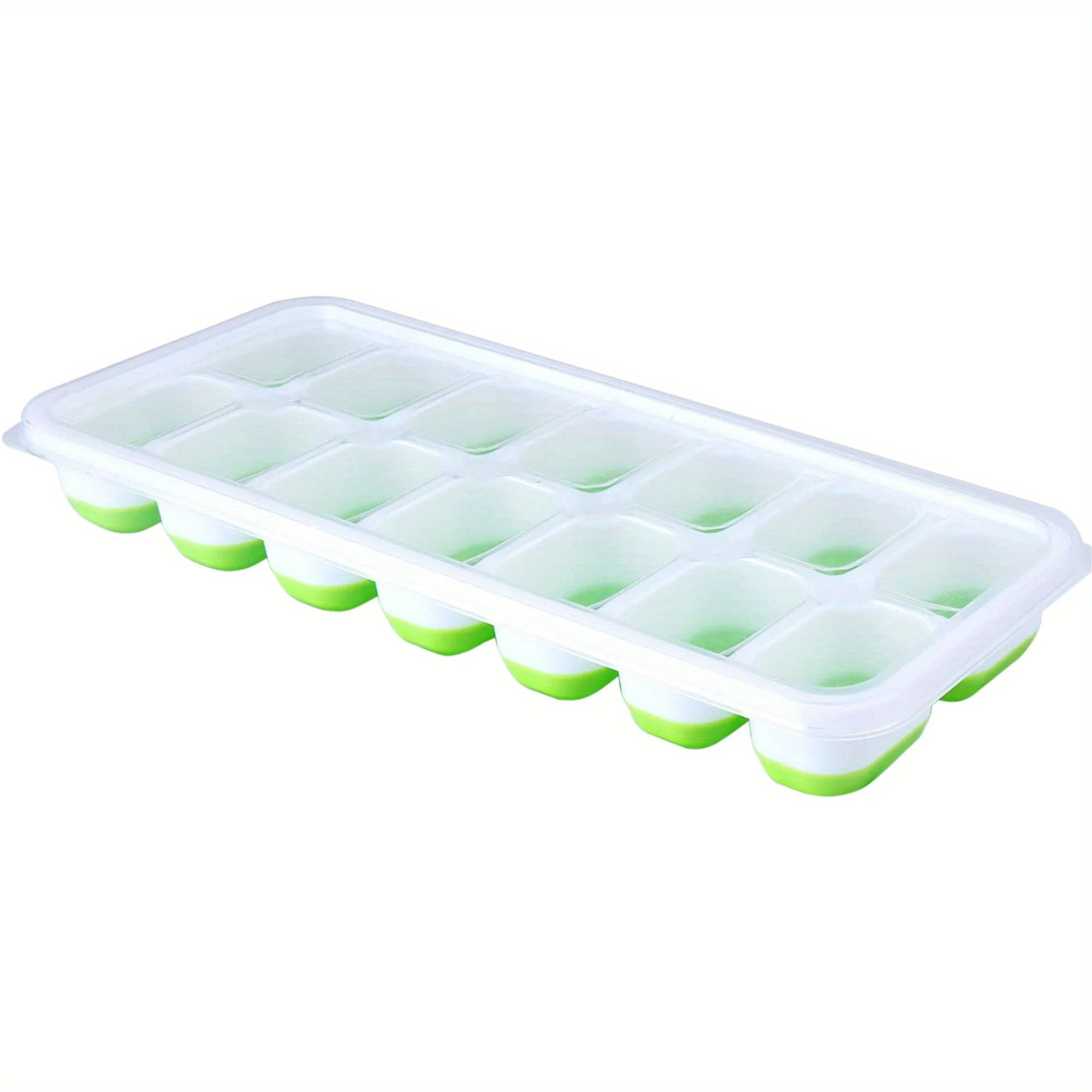 Bac à glaçons en silicone avec couvercle amovible anti-fuite green