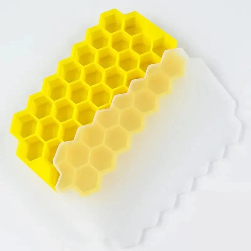 Bac à glaçons en silicone réutilisable 37 compartiments en nid d'abeilles Yellow