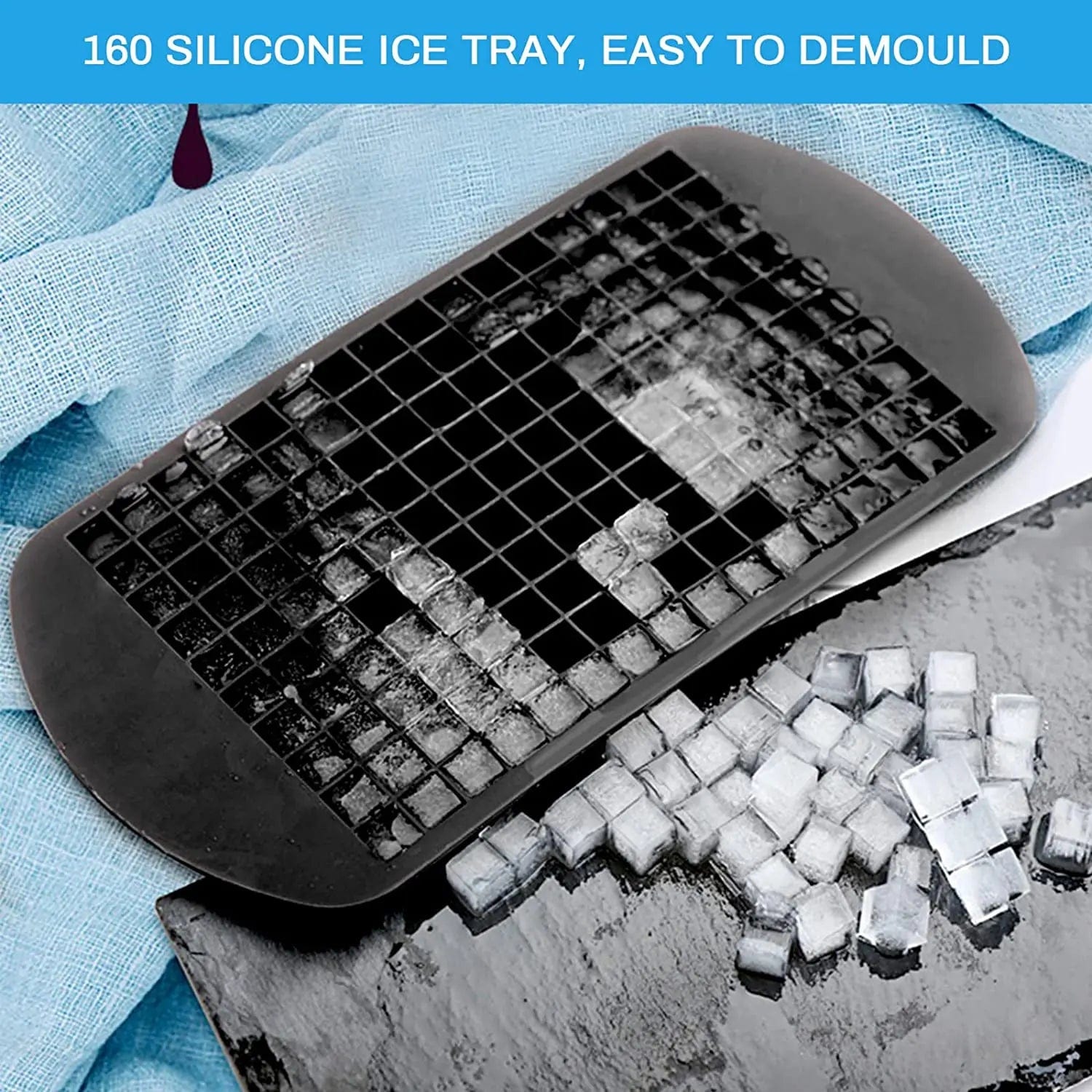 Bac à glaçons mini silicone 160 grilles - Fabrication de glaçons - Barbecue, Cocktail, Rafraîchissant