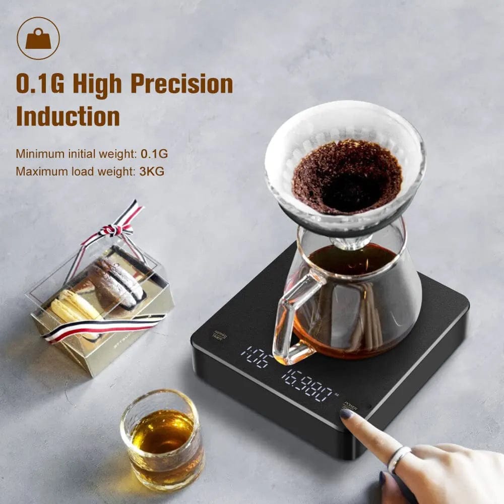Balance de Café Numérique avec Minuteur Ecran LED Espresso USB 3kg Max.Pesée 0.1g Précision en Oz/ml/g CHINA / 3Kg / black