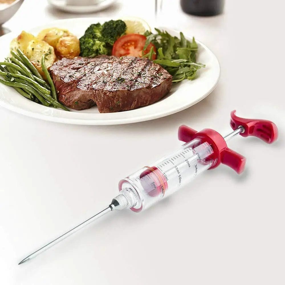 Barbecue BBQ Tools Set Grill Syringe Kitchen Accessories Sauce Injector Roast Needle Party Supply Home Supplies Red