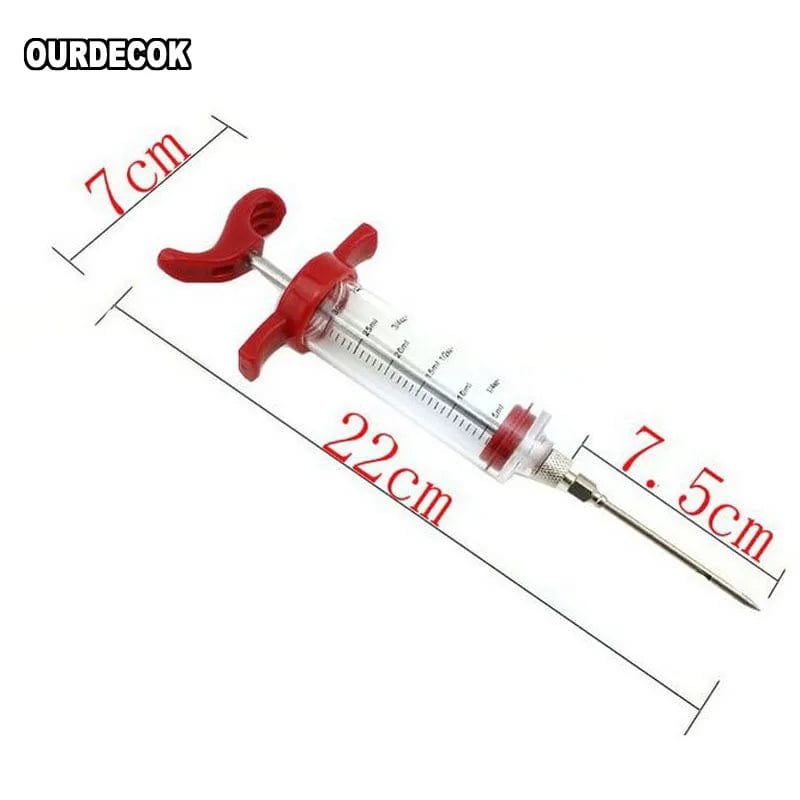 Barbecue BBQ Tools Set Grill Syringe Kitchen Accessories Sauce Injector Roast Needle Party Supply Home Supplies Red