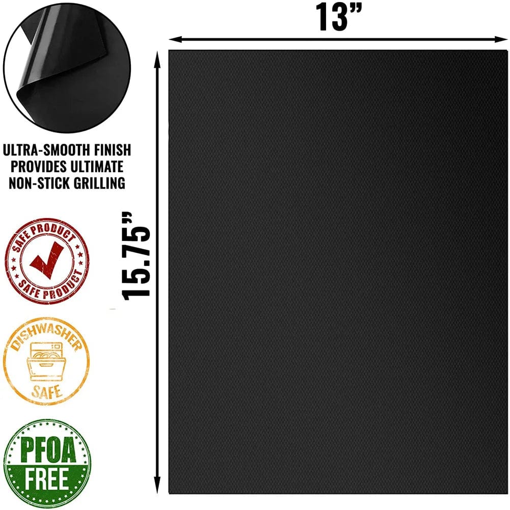 BBQ Grill Mat Barbecue Outdoor Baking Non-stick Pad Reusable Cooking Plate 40 * 33cm for Party PTFE Grill Mat Accessories Black