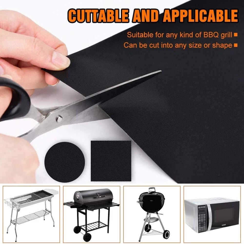 BBQ Grill Mat Barbecue Outdoor Baking Non-stick Pad Reusable Cooking Plate 40 * 33cm for Party PTFE Grill Mat Accessories Black