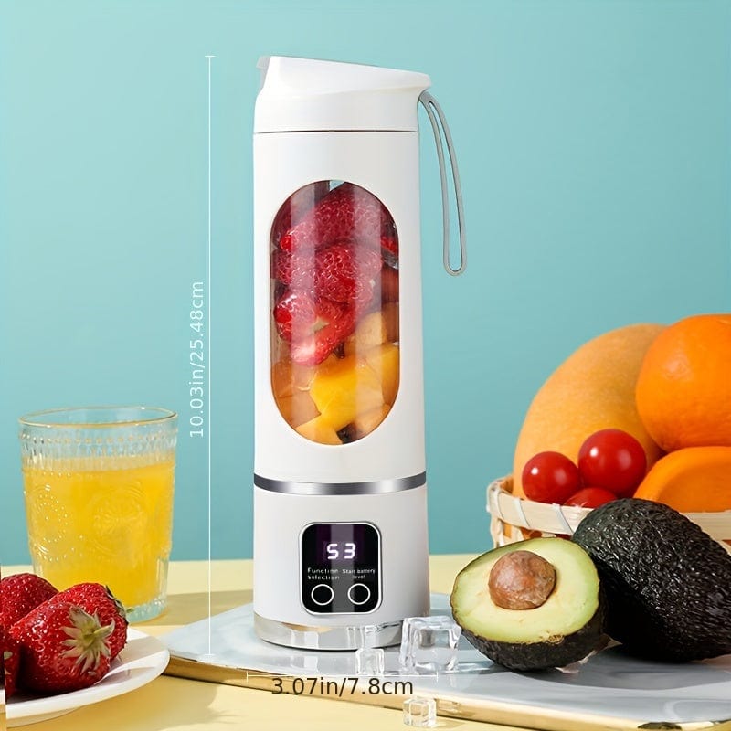 Blender USB Rechargeable avec affichage LED - 450ml, idéal smoothies & milkshakes White