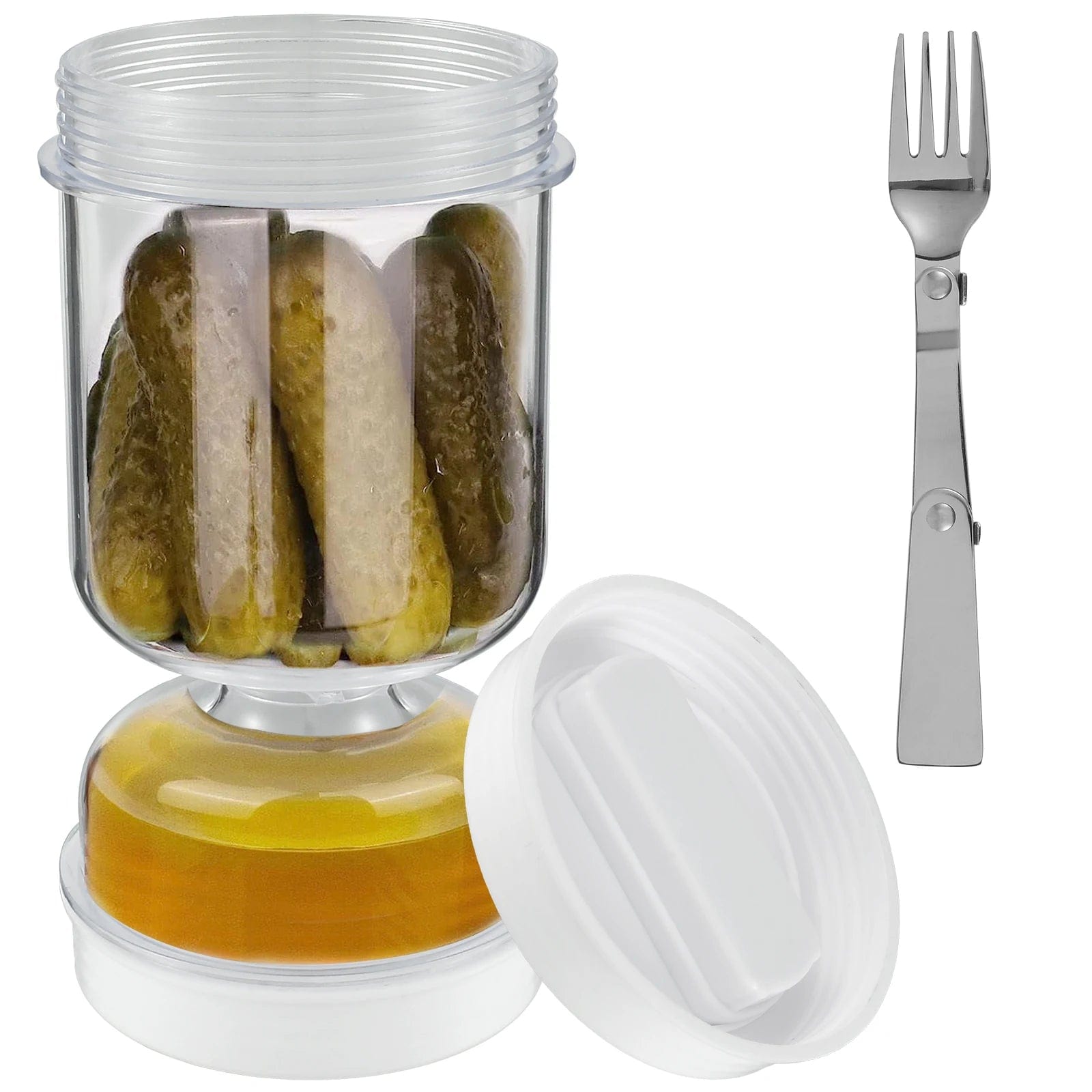 Bocal à Pickles avec Fourchettes - Distributeur de Pickles et Olives - Contenant de Concombre pour Cuisine Set
