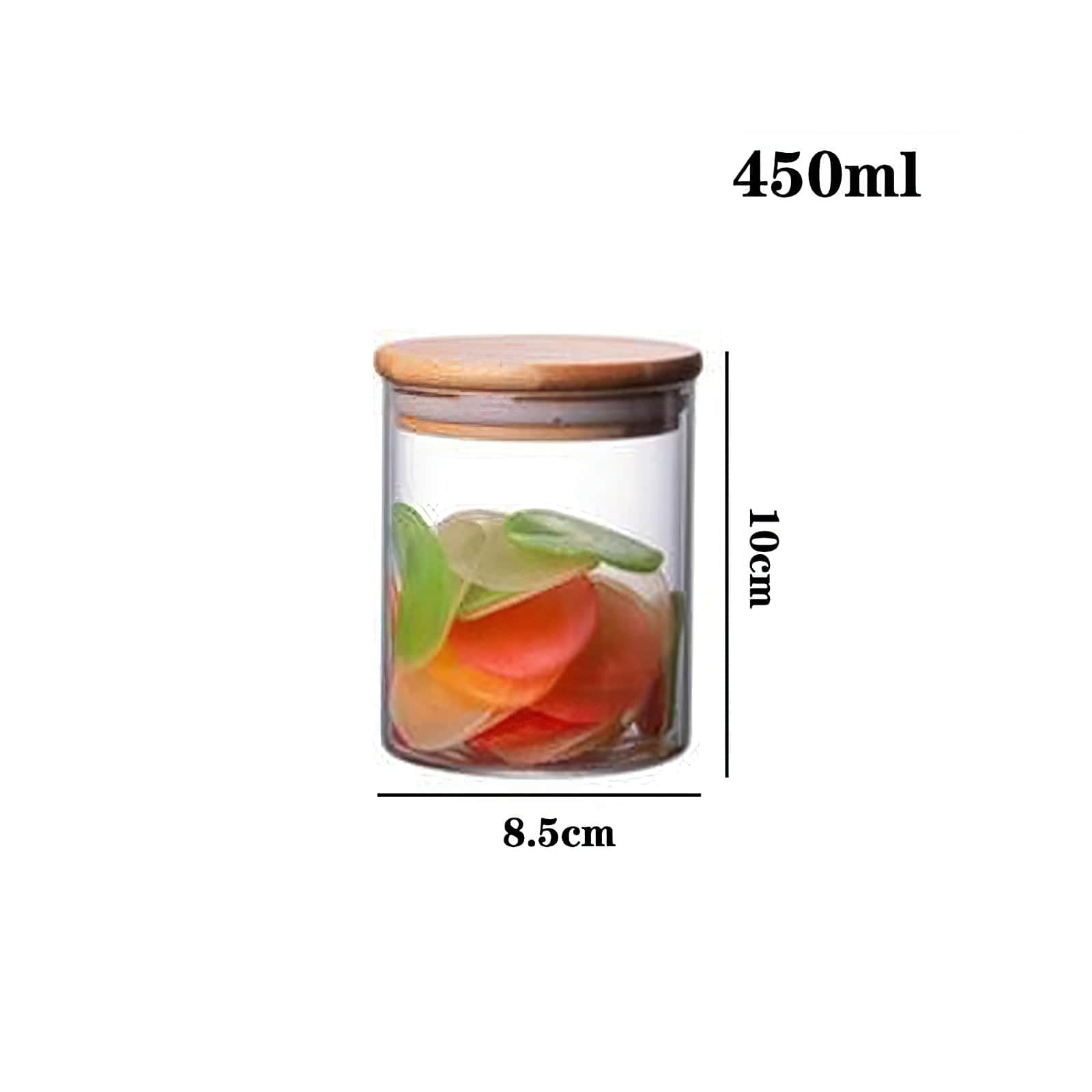 Bocaux en verre avec couvercles en bambou 450 ml