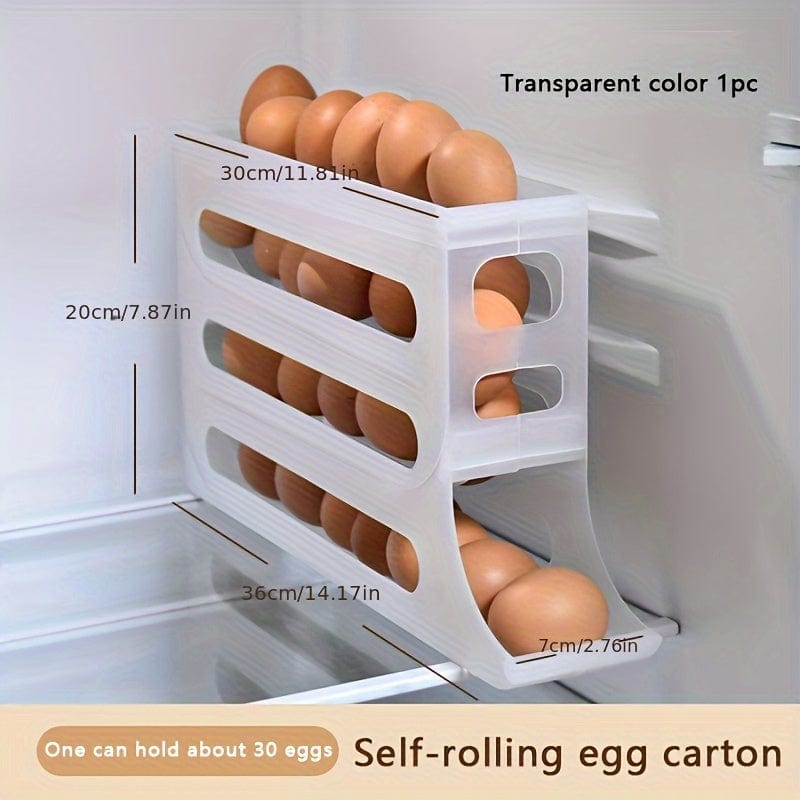 Boîte de Rangement Œufs Automatique en Polypropylène - Organisateur Œufs Réfrigérateur (30 Œufs) Transparent Color