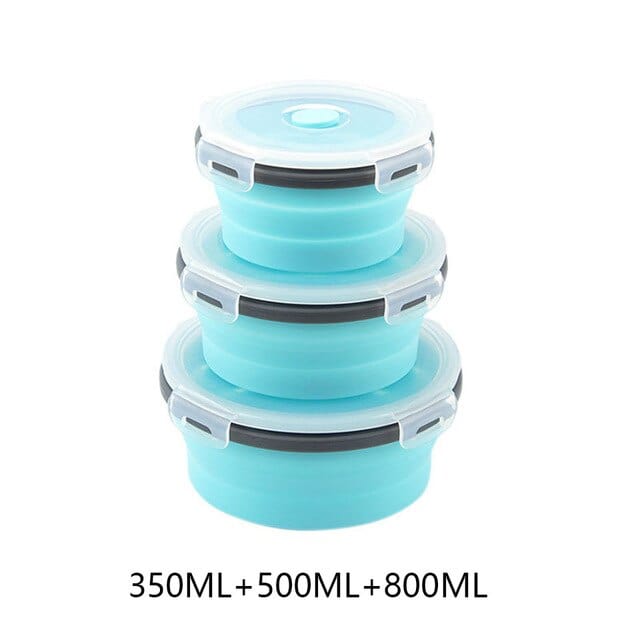 Boites de conservation pliables 3 boites bleues (rondes)