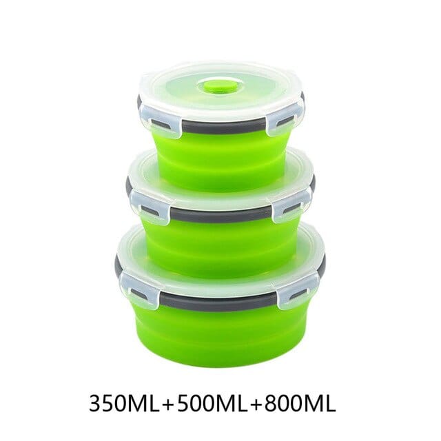 Boites de conservation pliables 3 boites vertes (rondes)