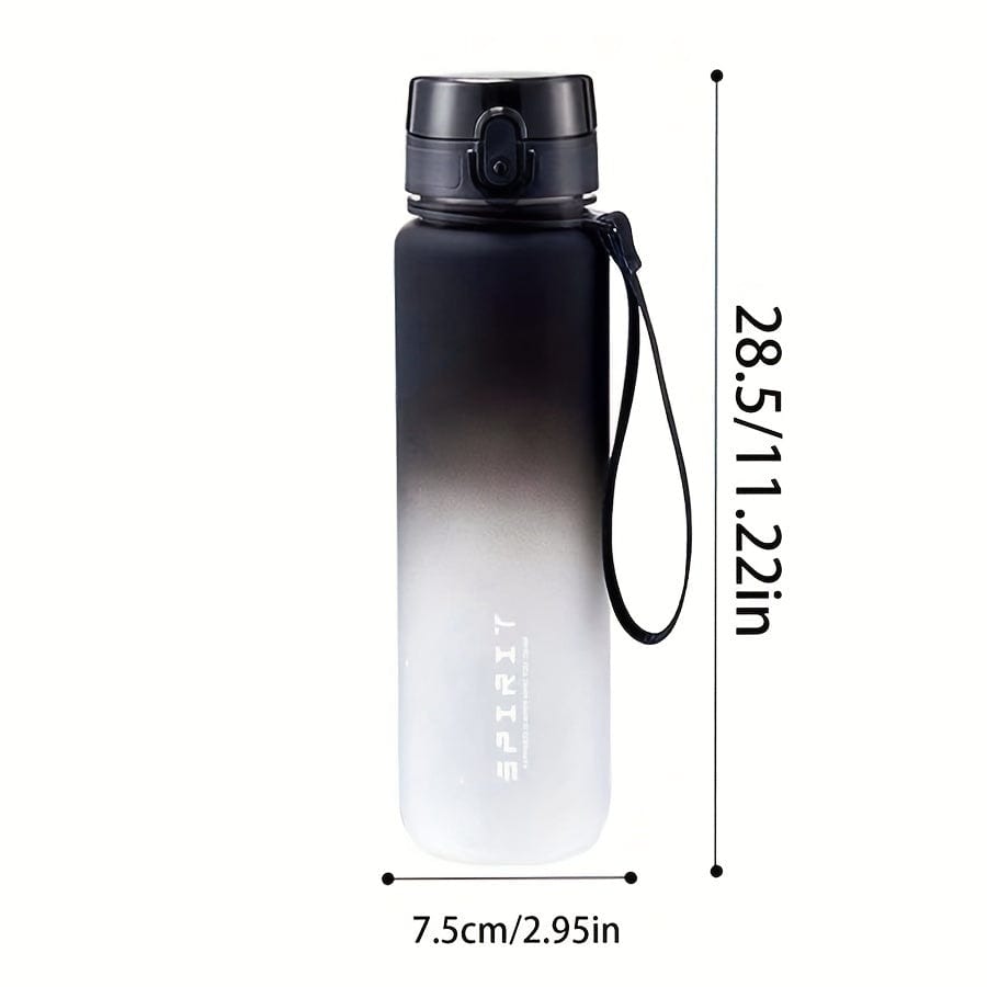 Bouteille d'eau Sportive en Plastique 500ml - Anti-Fuite - Pour Camping, Randonnée, Fitness - Cadeau Anniversaire Black And White Gradient / 1000ml