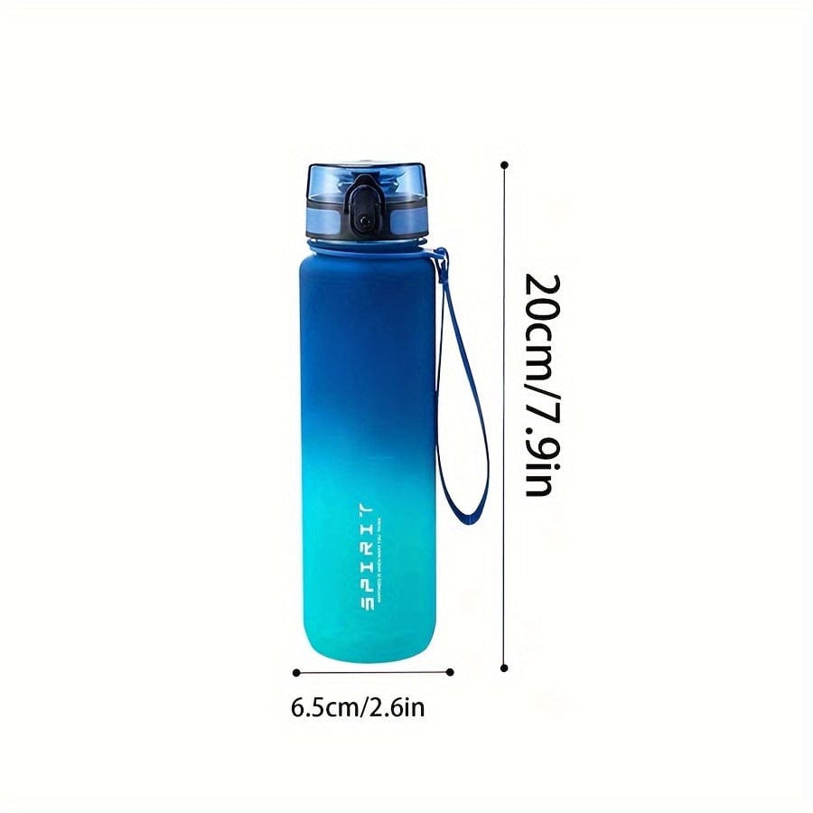 Bouteille d'eau Sportive en Plastique 500ml - Anti-Fuite - Pour Camping, Randonnée, Fitness - Cadeau Anniversaire Blue-green Gradient / 500ml