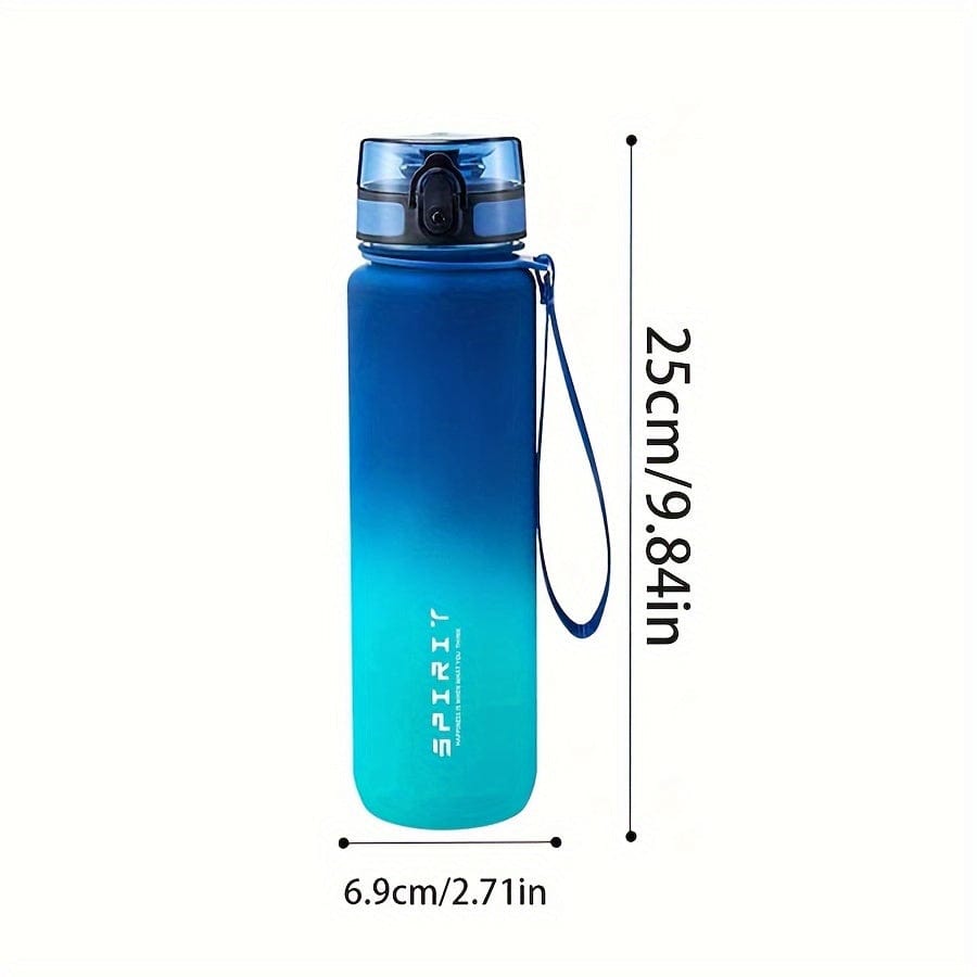 Bouteille d'eau Sportive en Plastique 500ml - Anti-Fuite - Pour Camping, Randonnée, Fitness - Cadeau Anniversaire Blue-green Gradient / 650ml