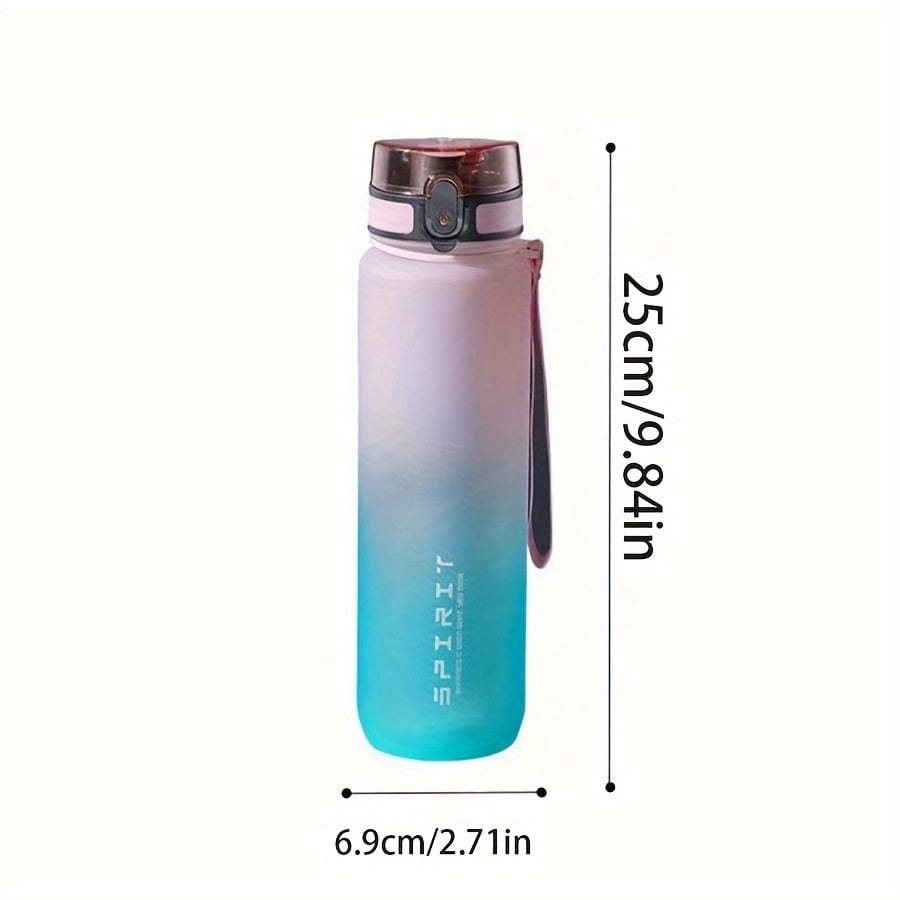 Bouteille d'eau Sportive en Plastique 500ml - Anti-Fuite - Pour Camping, Randonnée, Fitness - Cadeau Anniversaire Pink Cyan Gradient / 650ml