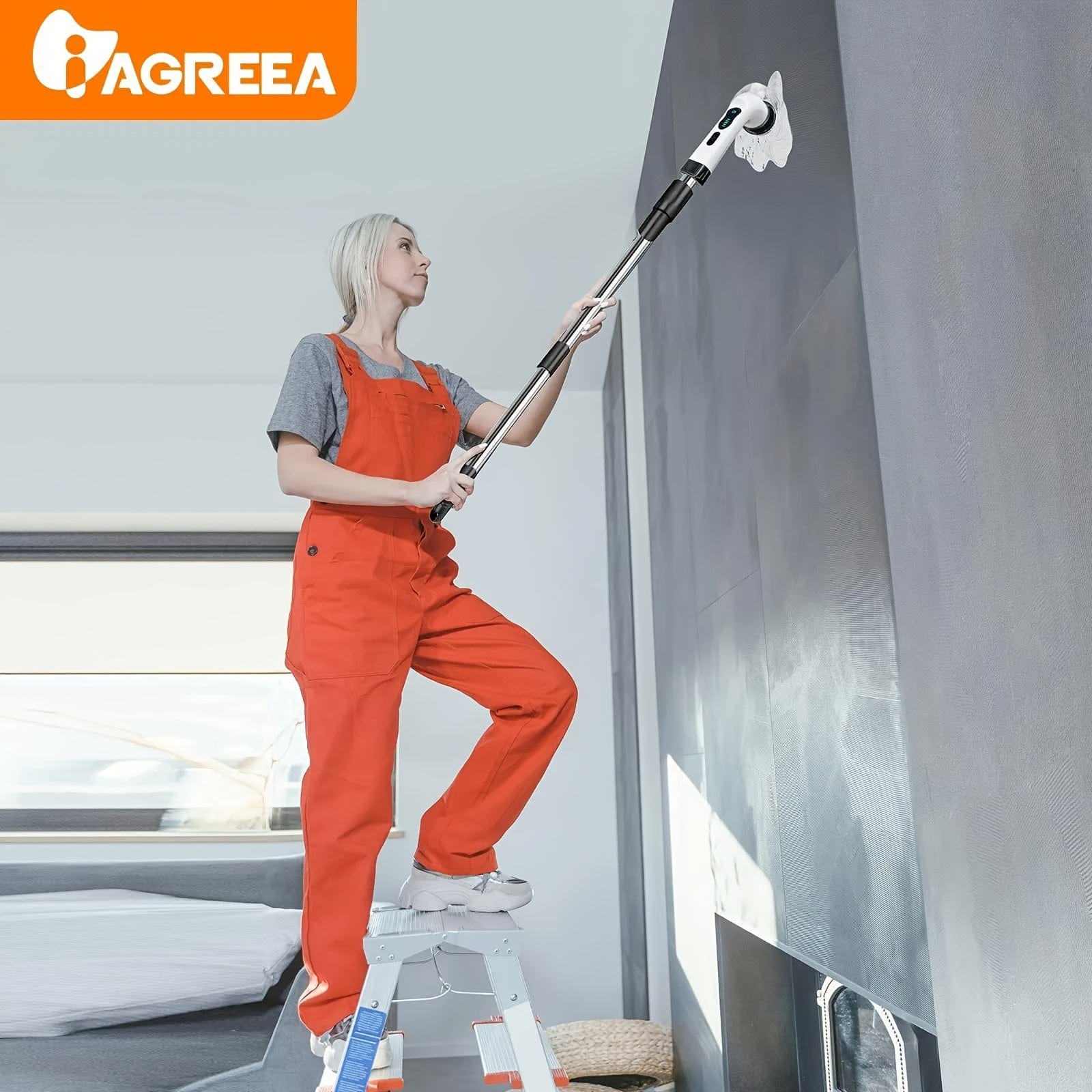 Brosse de Nettoyage Électrique sans Fil - 8 Têtes Remplaçables, Manche Extensible - Idéal pour Salle de Bain, Baignoire, Carrelage