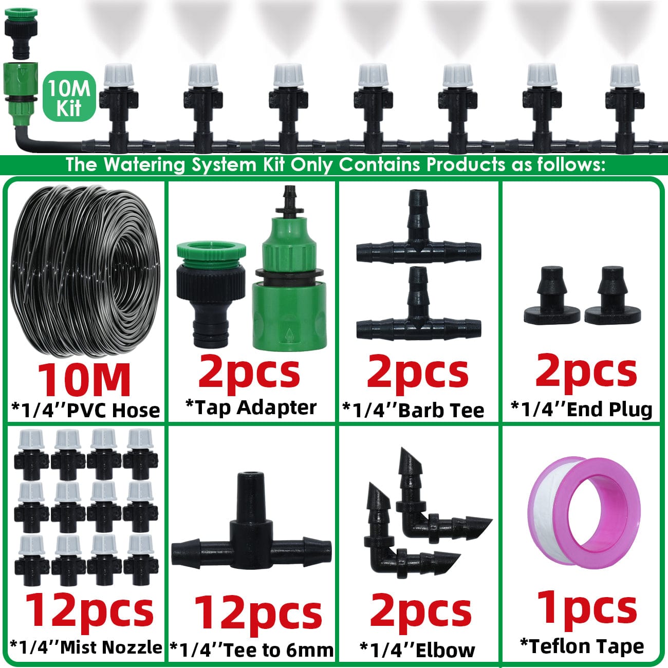 Brumisateur extérieur : Kit arrosage professionnel 10 mètres - 33 buzes et éléments