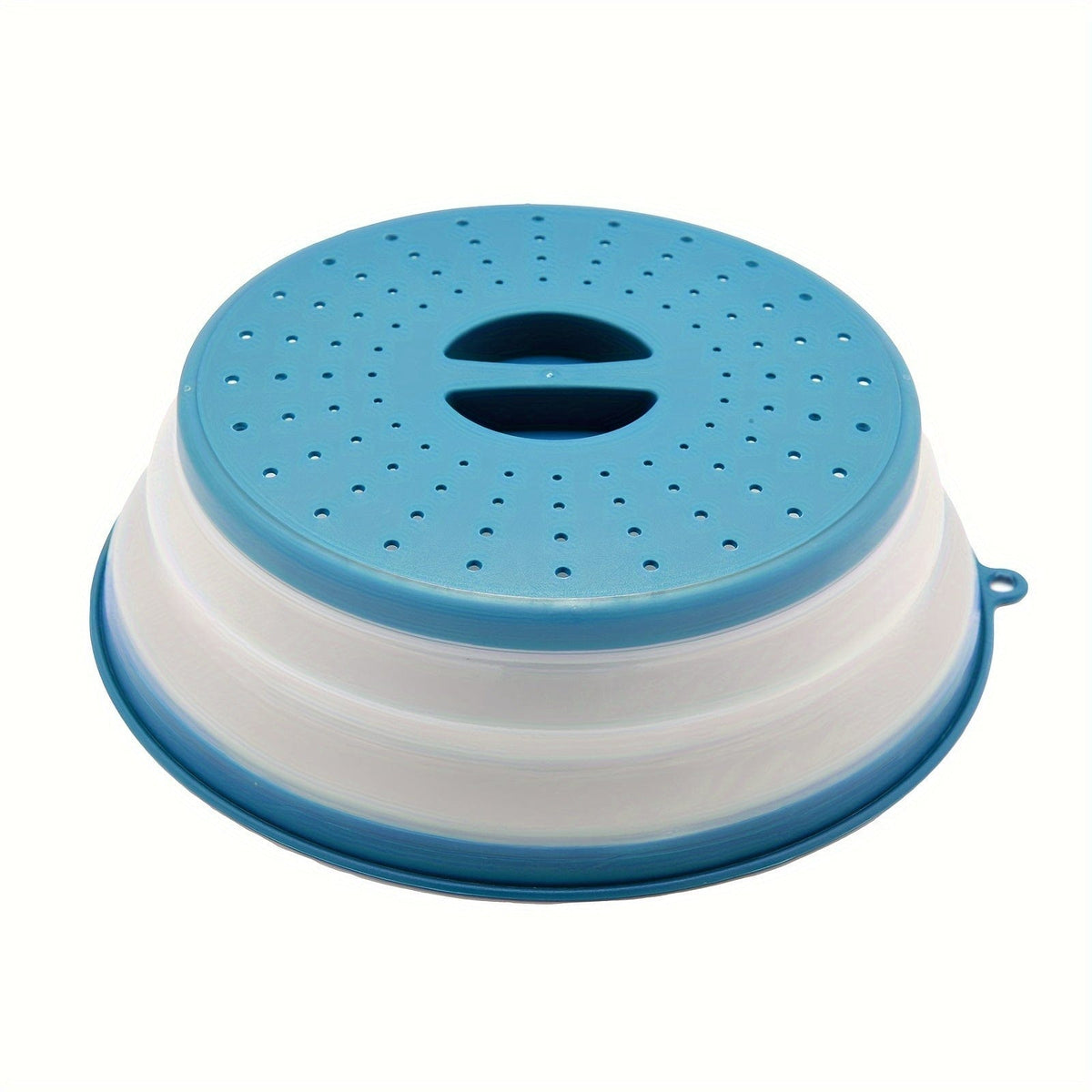 Cache-Micro-Ondes Pliant Ventilé Rond avec Poignée, Filtre Alimentaire Lavable, Ustensile Cuisine Lake Blue