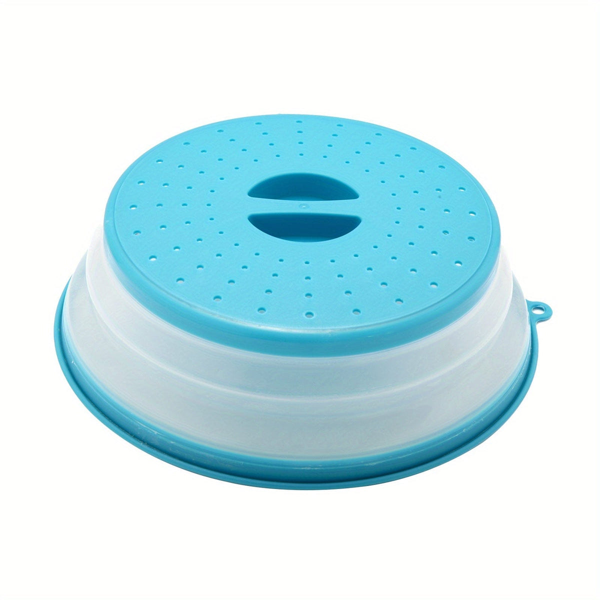 Cache-Micro-Ondes Pliant Ventilé Rond avec Poignée, Filtre Alimentaire Lavable, Ustensile Cuisine Light Blue