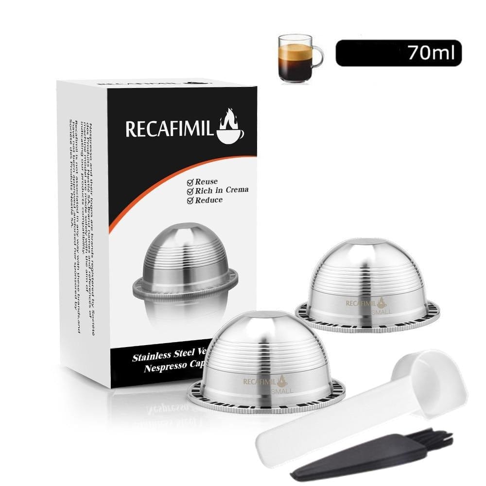 Capsules réutilisables pour Vertuo et Delonghi 2 capsules café court 70 ml