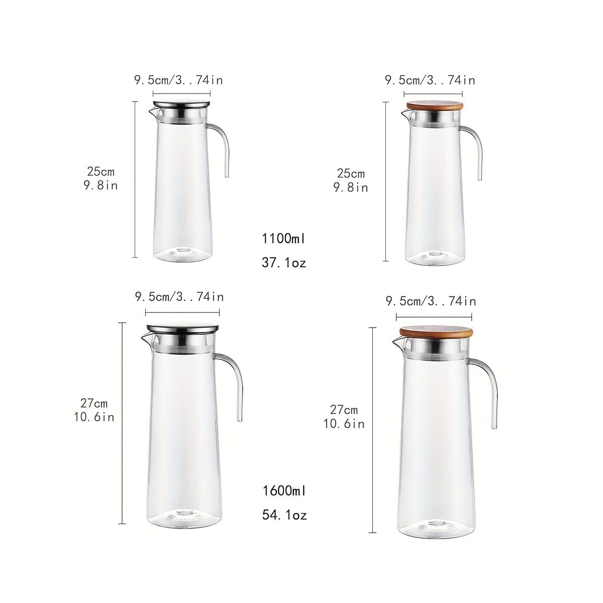 Carafe à jus avec couvercle, 1600ml/2000ml, en plastique, pour Bubble Tea et autres boissons estivales.