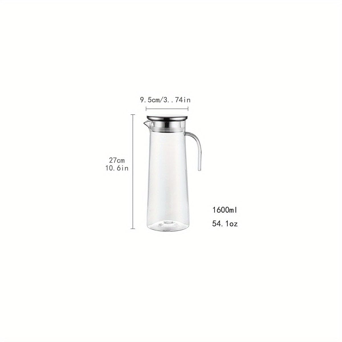 Carafe à jus avec couvercle, 1600ml/2000ml, en plastique, pour Bubble Tea et autres boissons estivales. Stainless Steel Lid / 1600ml/54.1oz