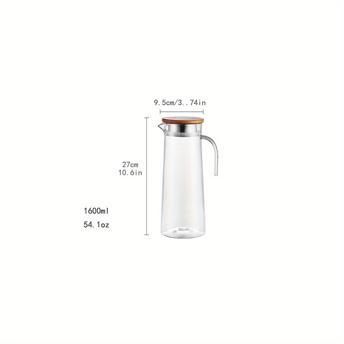 Carafe à jus avec couvercle, 1600ml/2000ml, en plastique, pour Bubble Tea et autres boissons estivales. Wooden Lids / 1600ml/54.1oz