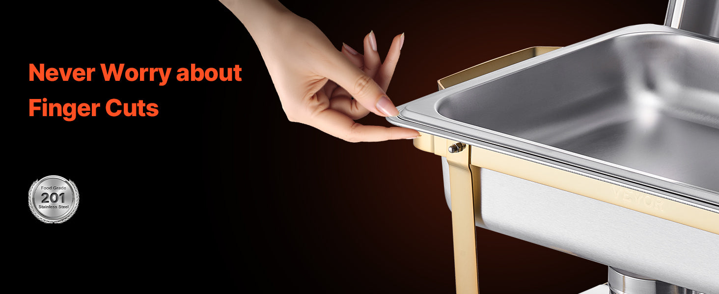 Bord roulé du bac inox du chafing dish