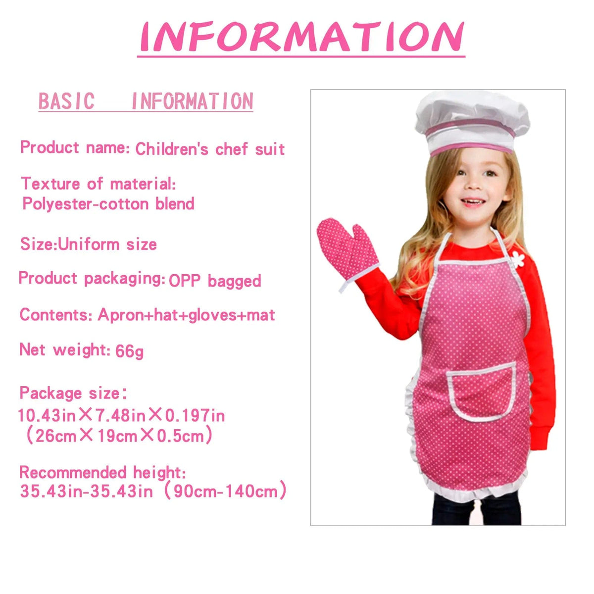 Chef Suit Children's Role Play Kitchen Baking Apron Toy Chef suit